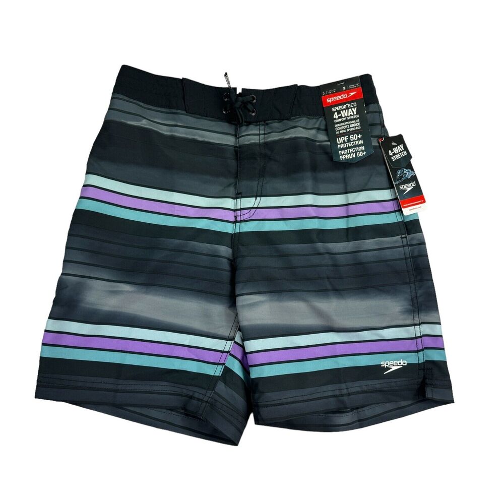 Speedo Mens Bondi Basin 7.5" Mesh Lined Board Shorts Black Gray S